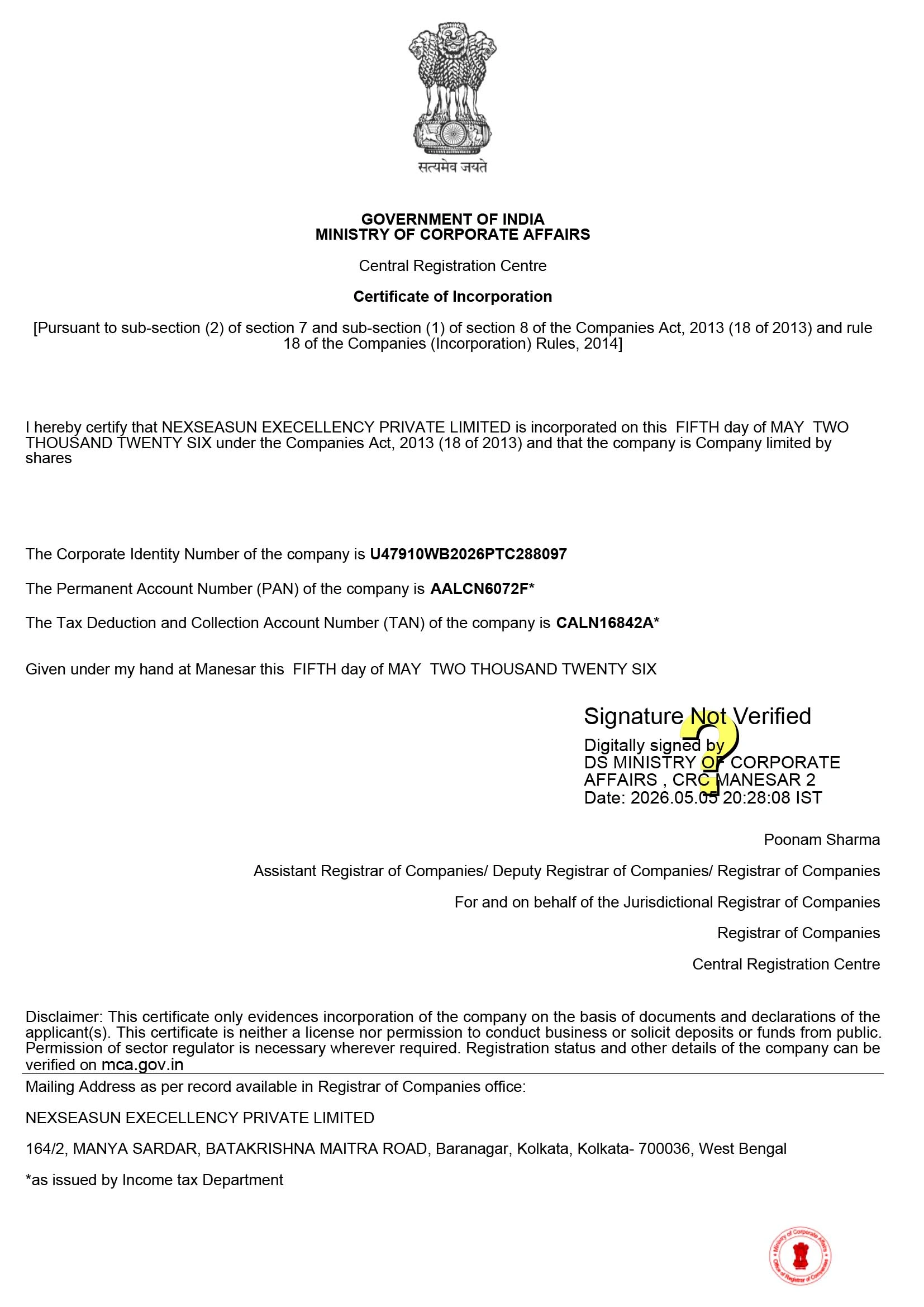 Certificate of Incorporation
