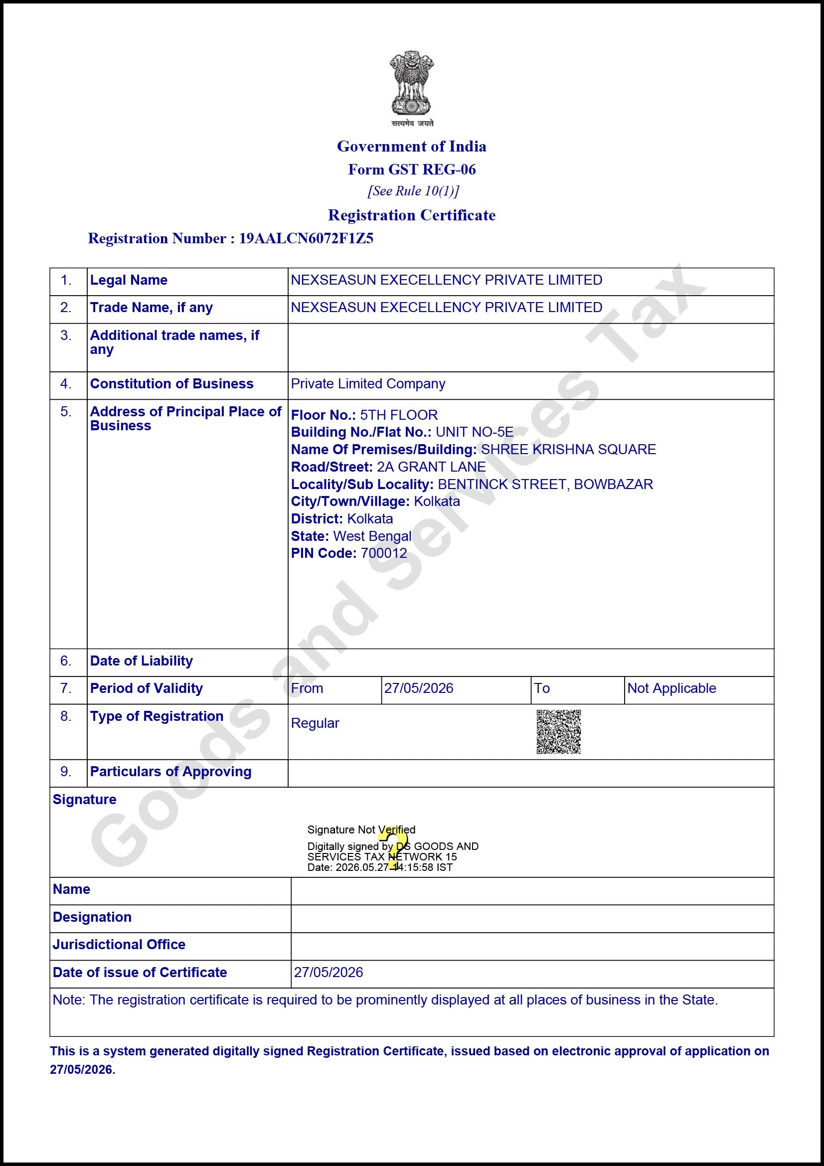 GST Registration Certificate